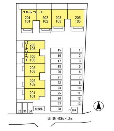 駐車場　「ペルルコート」、現地待ち合わせでのご案内も可能です。