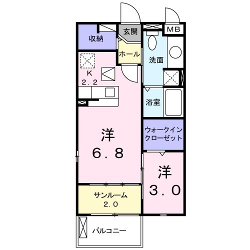 新居浜市坂井町のアパートの間取り