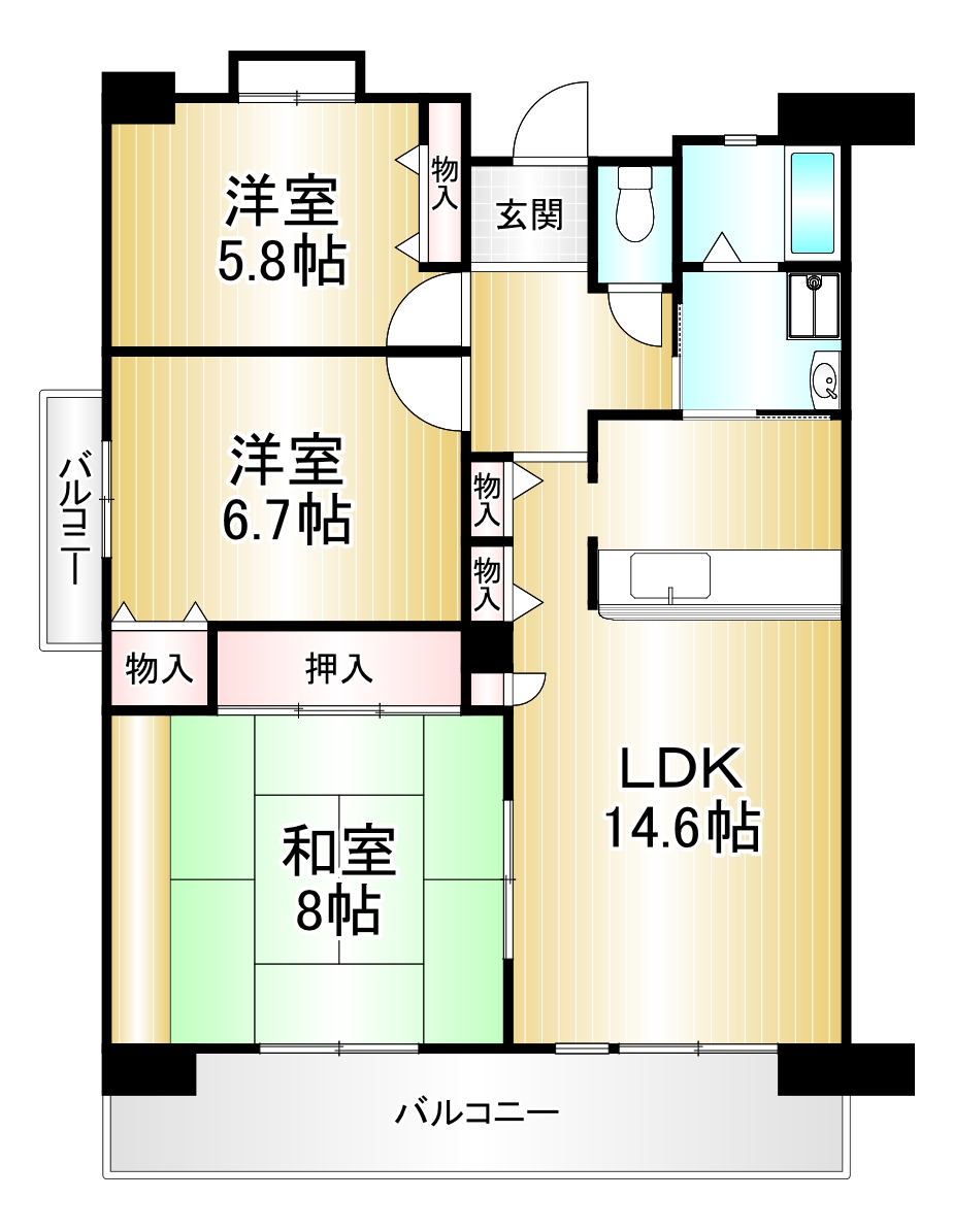 【サンラフレ出来島の間取り】