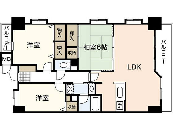 広島市安佐南区相田のマンションの間取り