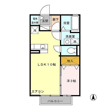 磐田市中泉のアパートの間取り