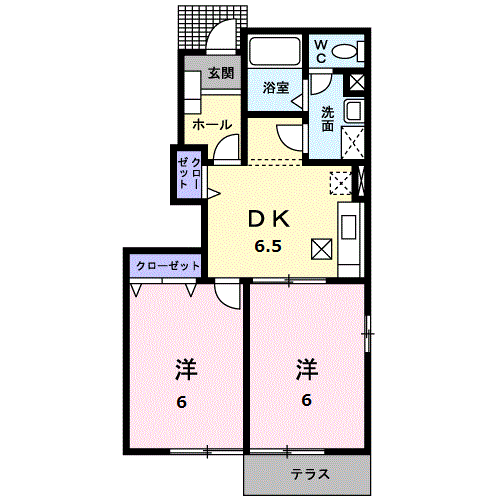 玉野市槌ケ原のアパートの間取り