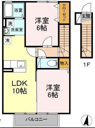 山形市南館西のアパートの間取り