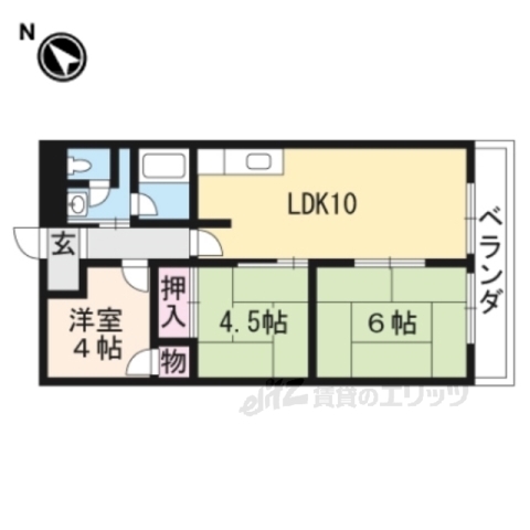 野洲市冨波乙のマンションの間取り