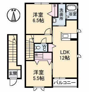 境港市蓮池町のアパートの間取り