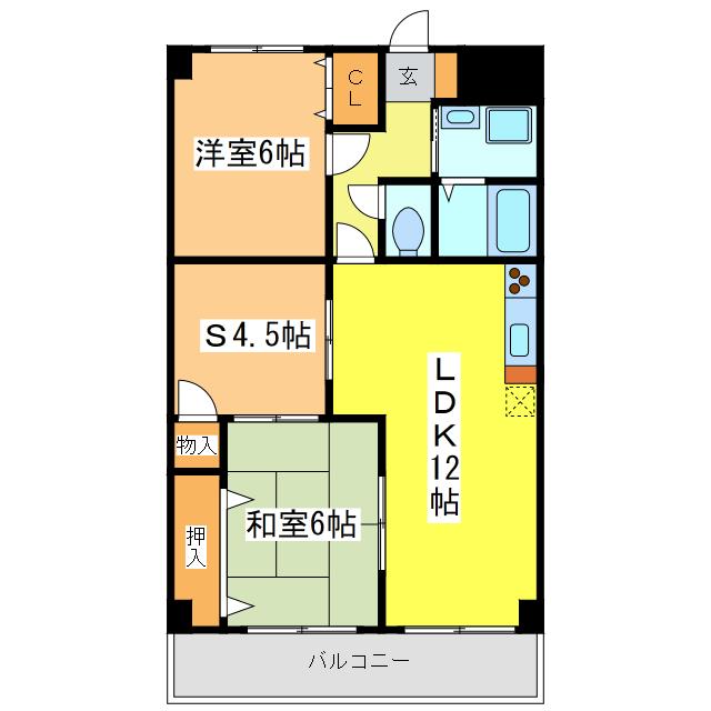 東広島市西条土与丸のマンションの間取り