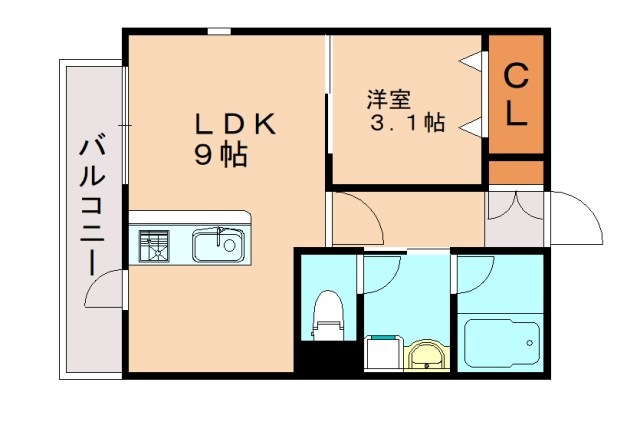 福津市中央のアパートの間取り