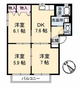 広島市安佐北区上深川町のアパートの間取り