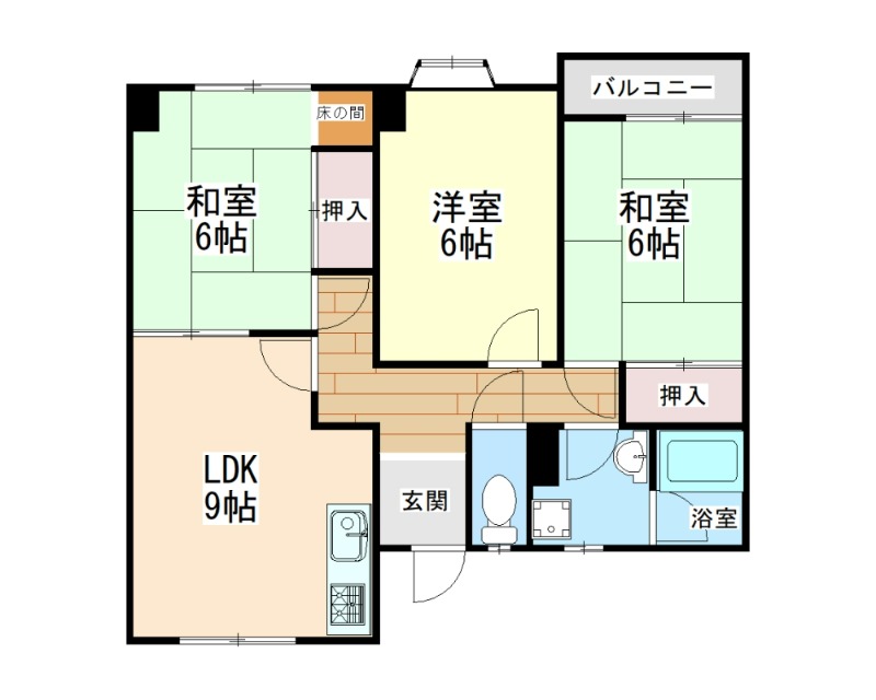 五條市二見のマンションの間取り