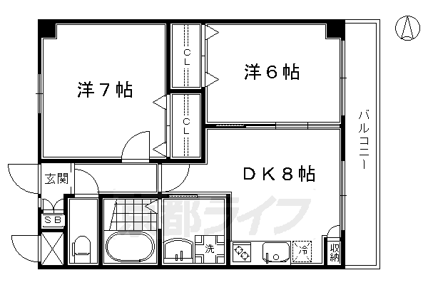 【京都市南区吉祥院石原京道町のマンションの間取り】