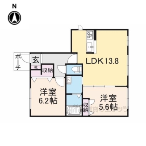 北葛城郡広陵町大字平尾のアパートの間取り