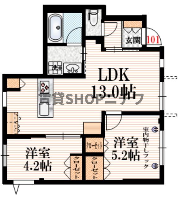 【新宿区市谷山伏町のマンションの間取り】