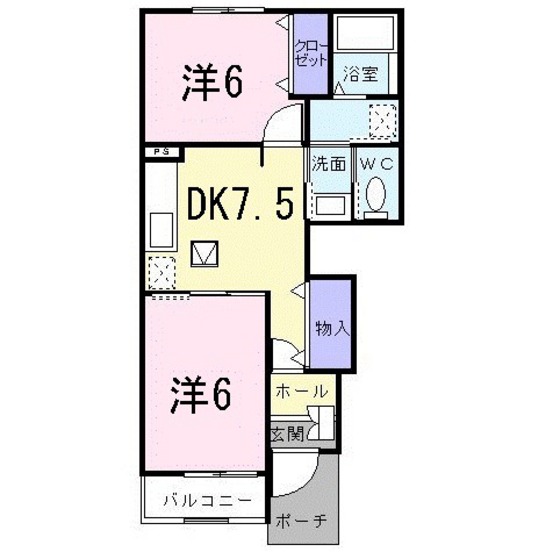 広島市安芸区矢野町のアパートの間取り