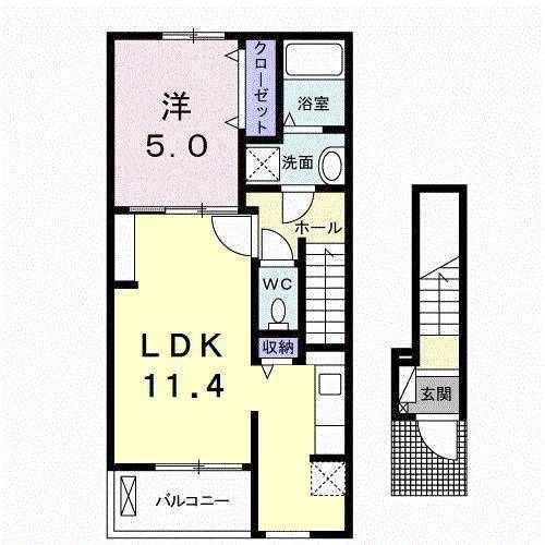 松山市西長戸町のアパートの間取り