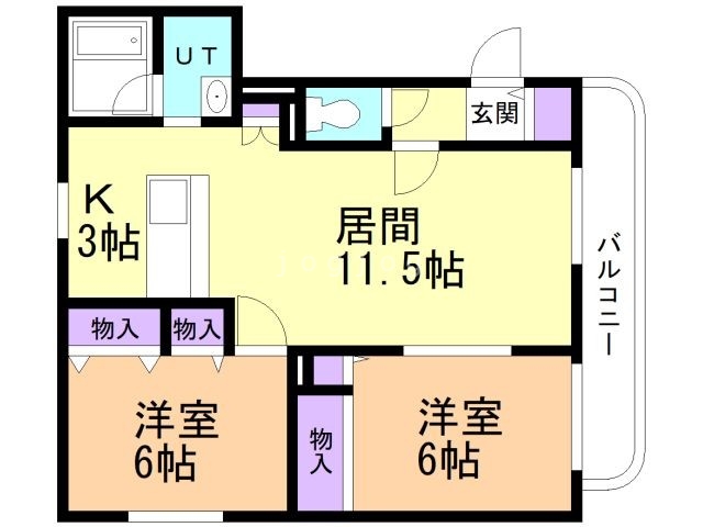 札幌市西区宮の沢三条のマンションの間取り