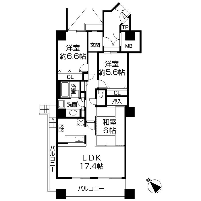 枚方市楠葉並木のマンションの間取り