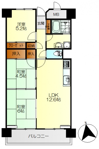 広島市中区鶴見町のマンションの間取り