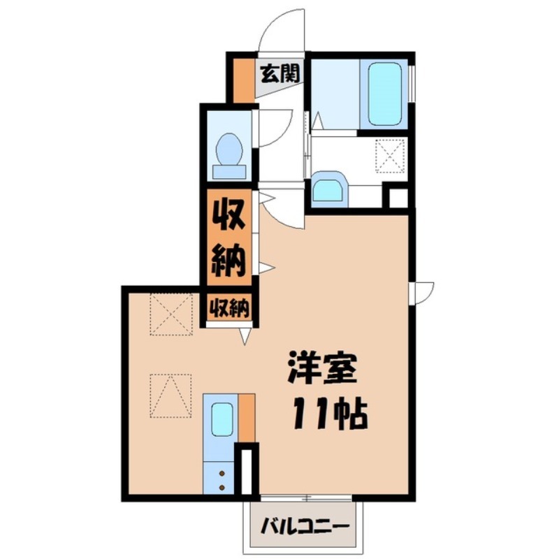 宇都宮市ゆいの杜のアパートの間取り