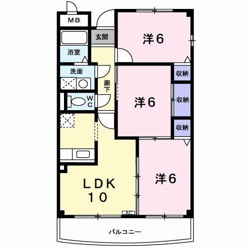 八幡市美濃山宮道のマンションの間取り