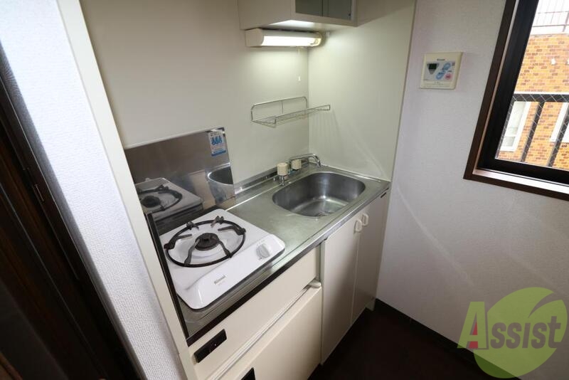 キッチン　一口ガスコンロが備え付けられています。