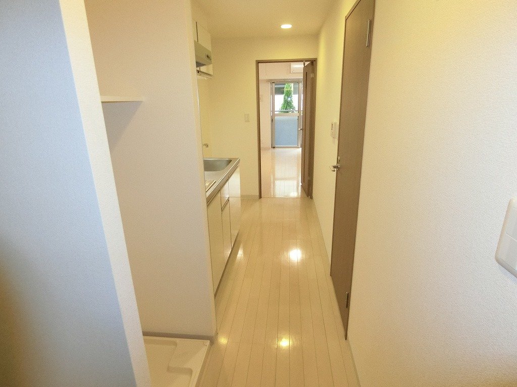 玄関　玄関からの写真　左側に洗濯機置場あります。