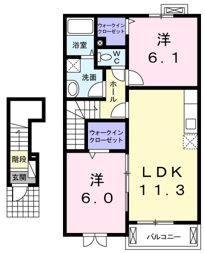 井原市下出部町のアパートの間取り