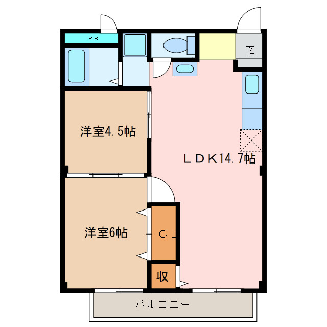 【松阪市駅部田町のアパートの間取り】