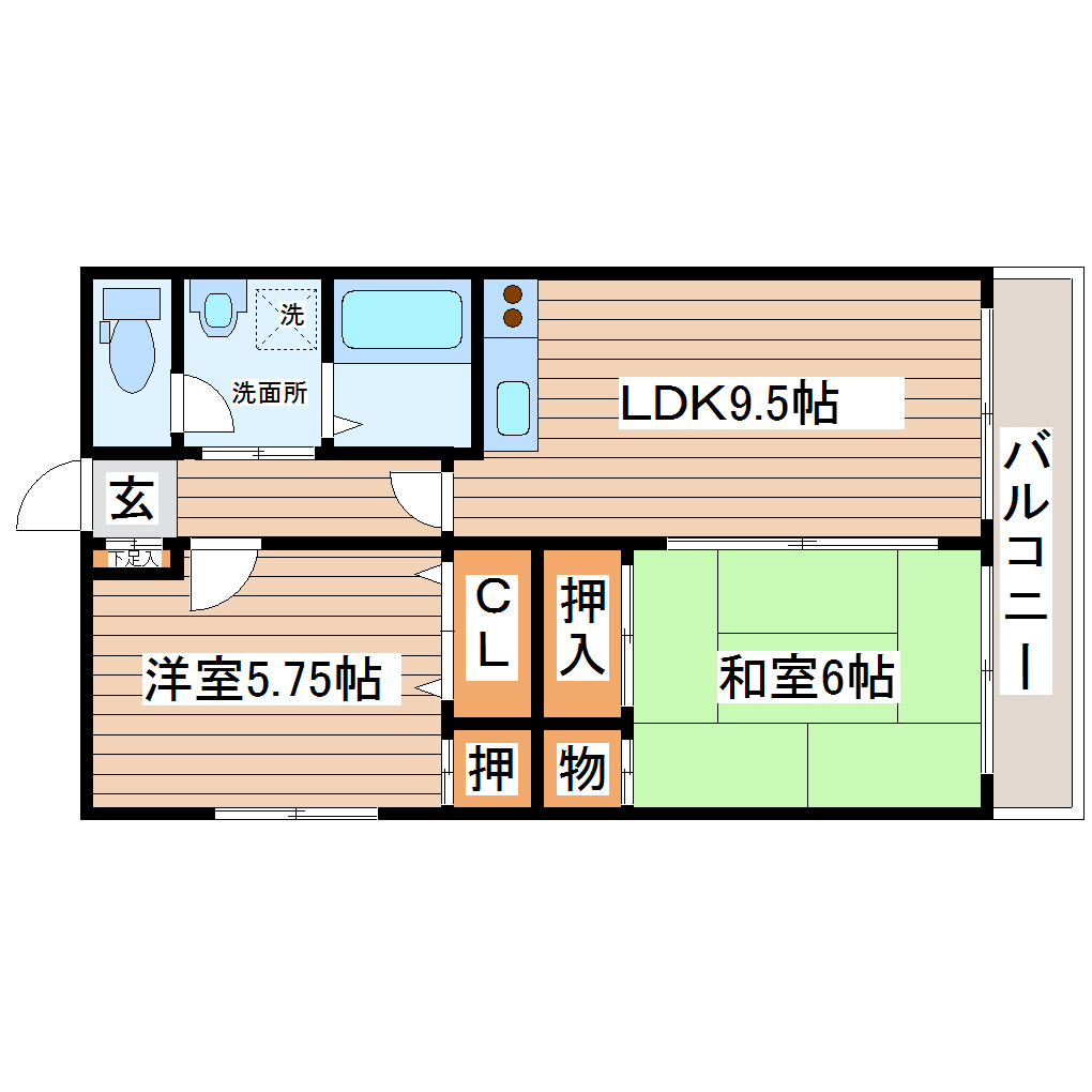 仙台市宮城野区岩切のマンションの間取り