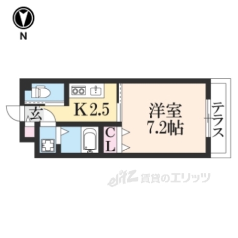 京都市北区上賀茂六段田町のアパートの間取り