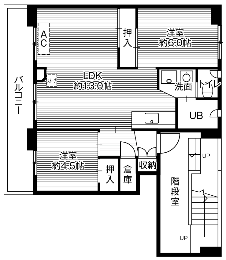 ビレッジハウス恵み野北1号棟の間取り