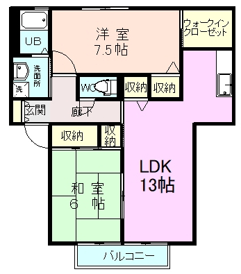 茨城県結城市新福寺２（アパート）の賃貸物件の間取り