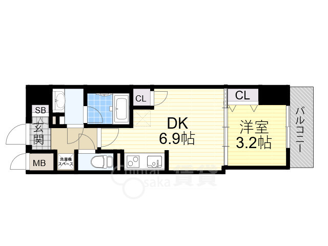 大阪市西区京町堀のマンションの間取り