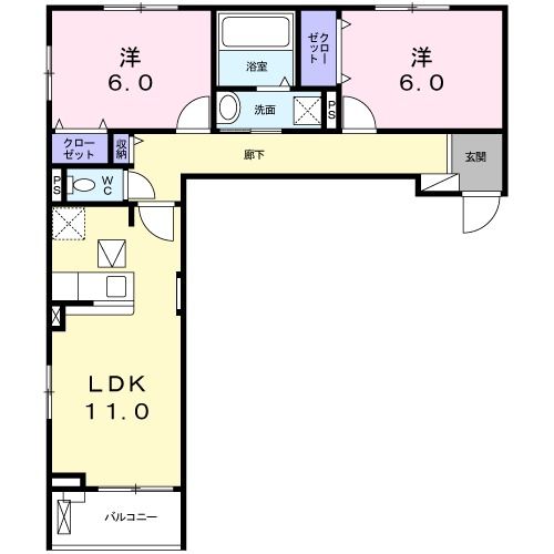 枚方市大峰元町のアパートの間取り