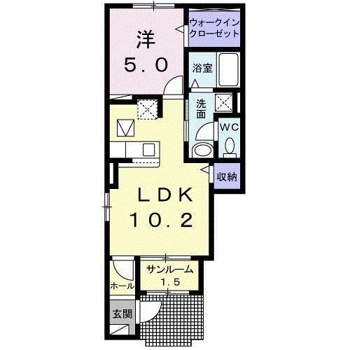 上北郡おいらせ町青葉のアパートの間取り