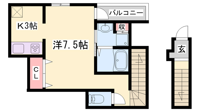 【加古郡播磨町宮北のアパートの間取り】