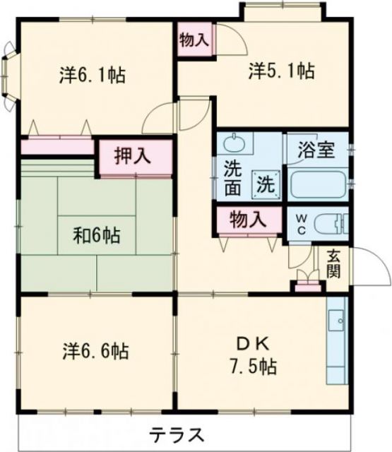 八王子市東中野のマンションの間取り