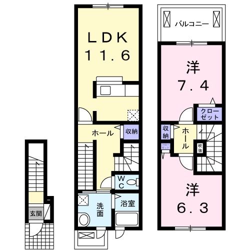 比企郡滑川町大字月輪のアパートの間取り