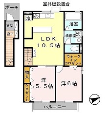 神戸市西区押部谷町栄のアパートの間取り