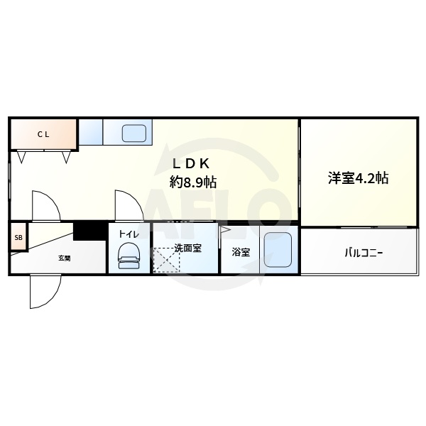 大阪市東住吉区照ケ丘矢田のアパートの間取り