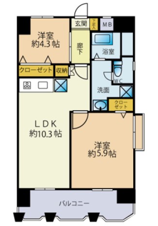 新宿区大久保のマンションの間取り