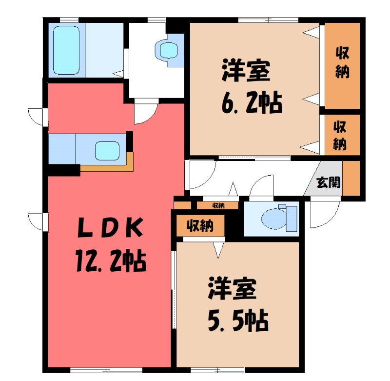 太田市新田市野井町のアパートの間取り