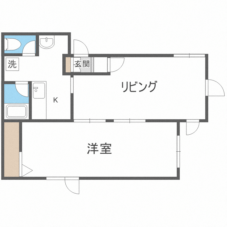 札幌市東区北二十条東のアパートの間取り