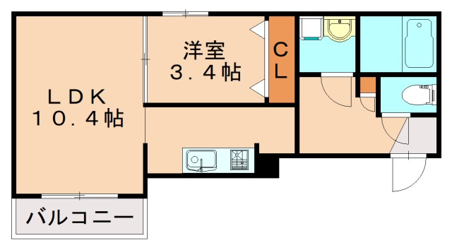 福岡市東区香住ヶ丘のアパートの間取り