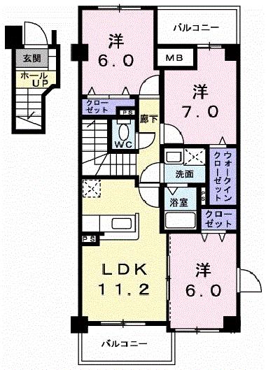 四国中央市三島宮川のマンションの間取り