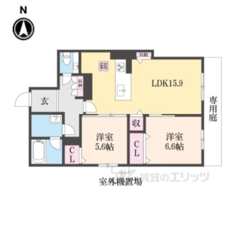 長岡京市神足のマンションの間取り