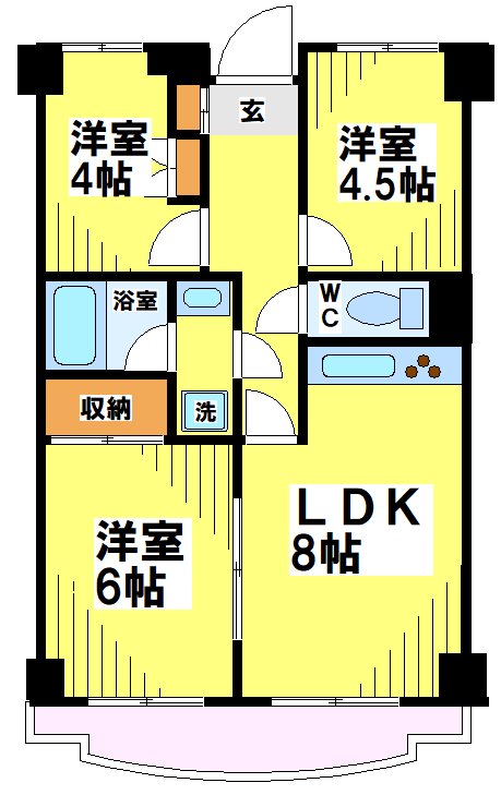 調布市布田のマンションの間取り