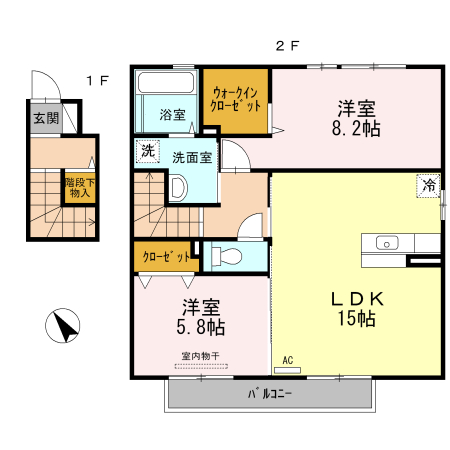 加西市北条町古坂のアパートの間取り