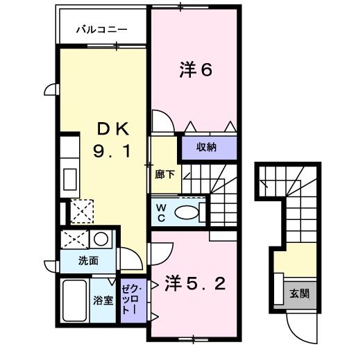 【能美市湯屋町のアパートの間取り】