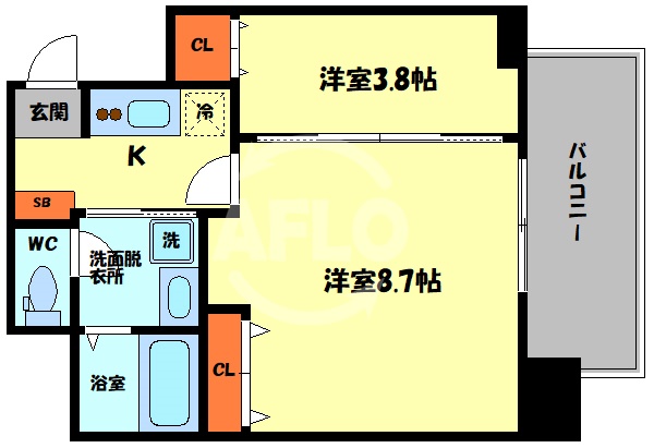 大阪市天王寺区玉造本町のマンションの間取り