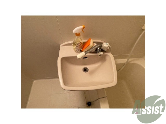 洗面設備　洗面台はバスルームの横に付いていました。